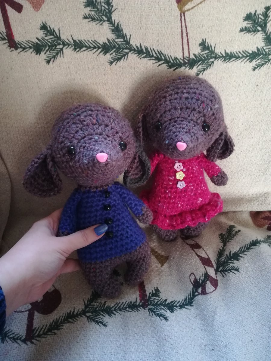 Pair of amigurumi crochet magical mice