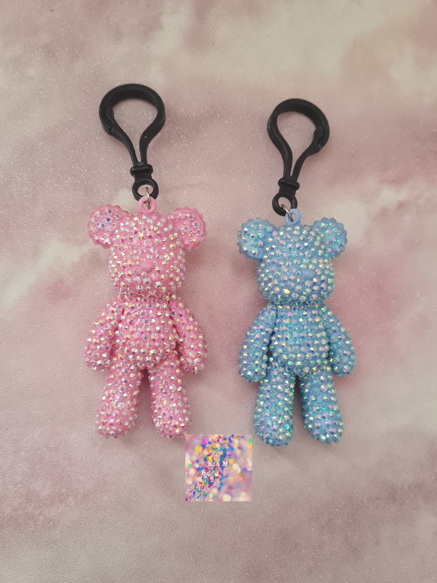 Rhinestone Bear Bling Bag Charm Keychain Keyring