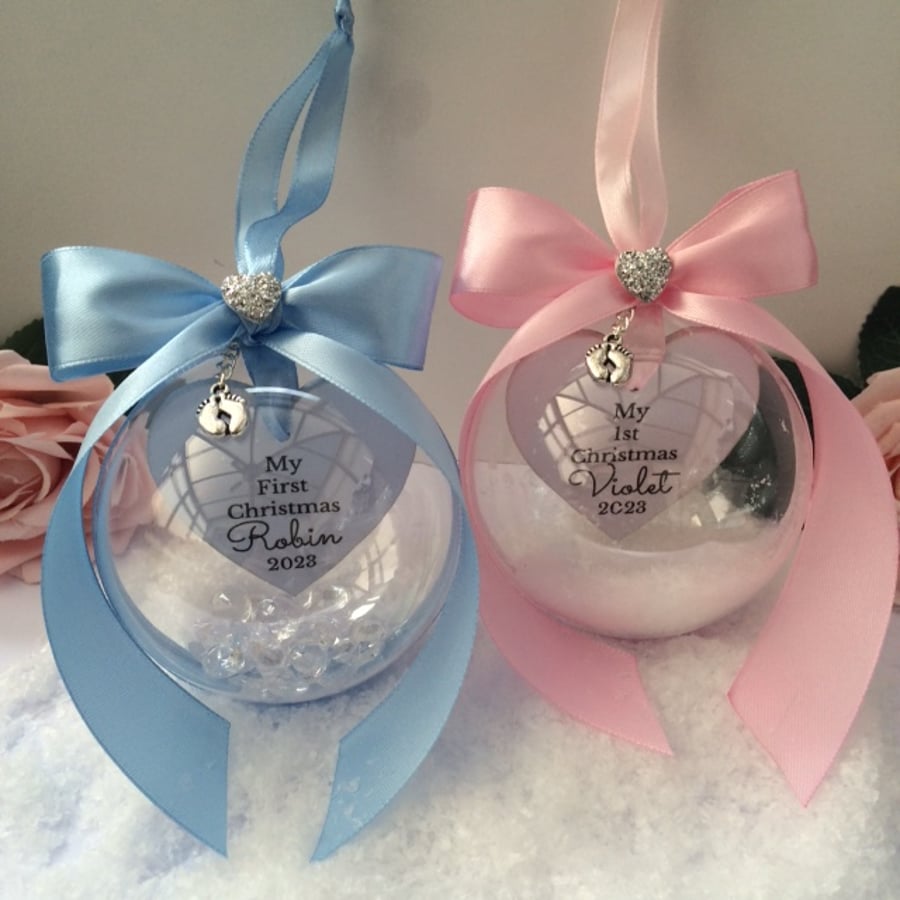 Beautiful Personalised Baby Ornament,New Baby Bauble,First Christmas Bauble,1st 