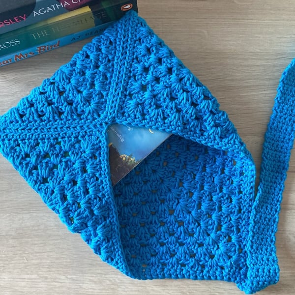 Granny Square Book Sleeve - Book Wrap -  Turquoise Crocheted Book Sleeve