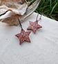 Bronze Glitter Star Hoop Earrings - Acrylic Dangles