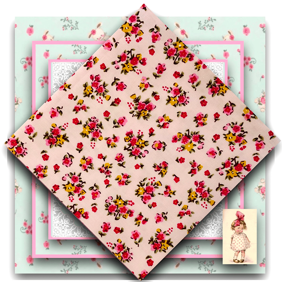 Ditsy Flowers on Pink Fat Quarter 