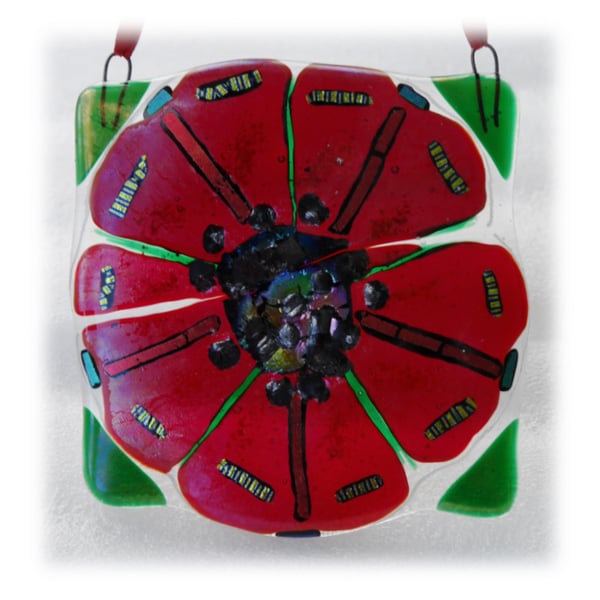 Poppy Fused Glass Picture Remembrance