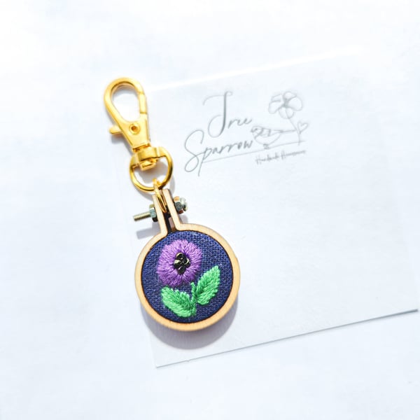 Hand Embroidered Floral Keyring