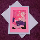 Handmade blank lilac card glossy tissue paper design with lilac envelope