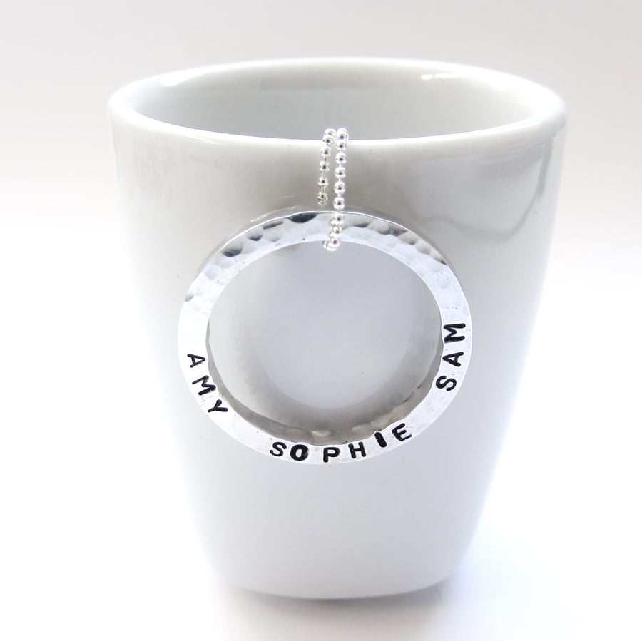 Silver Personalised Family Necklace