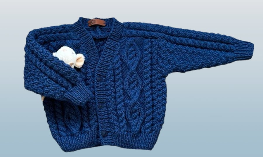 Hand Knitted Child Neutral Gender Cardigan - Fits Age 2 - 3 years
