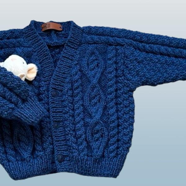 Hand Knitted Child Neutral Gender Cardigan - Fits Age 2 - 3 years