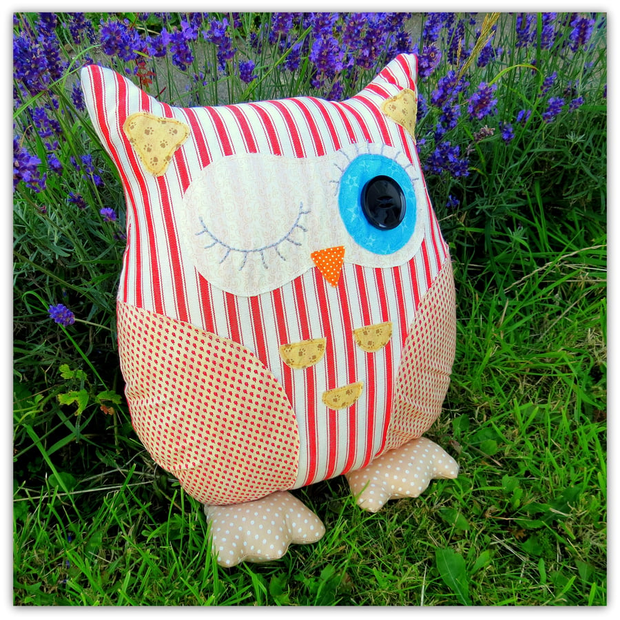 SALE!  Nautical Nell, a 35cm tall owl cushion.