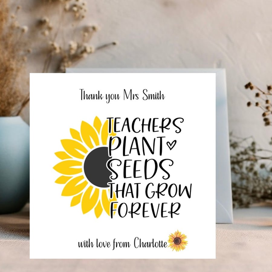 Personalised Thank You Card for Teachers, Teaching Assistants, Key workers, 