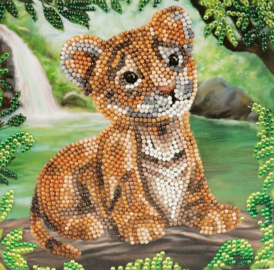 Tiger cub card diamond painting kit