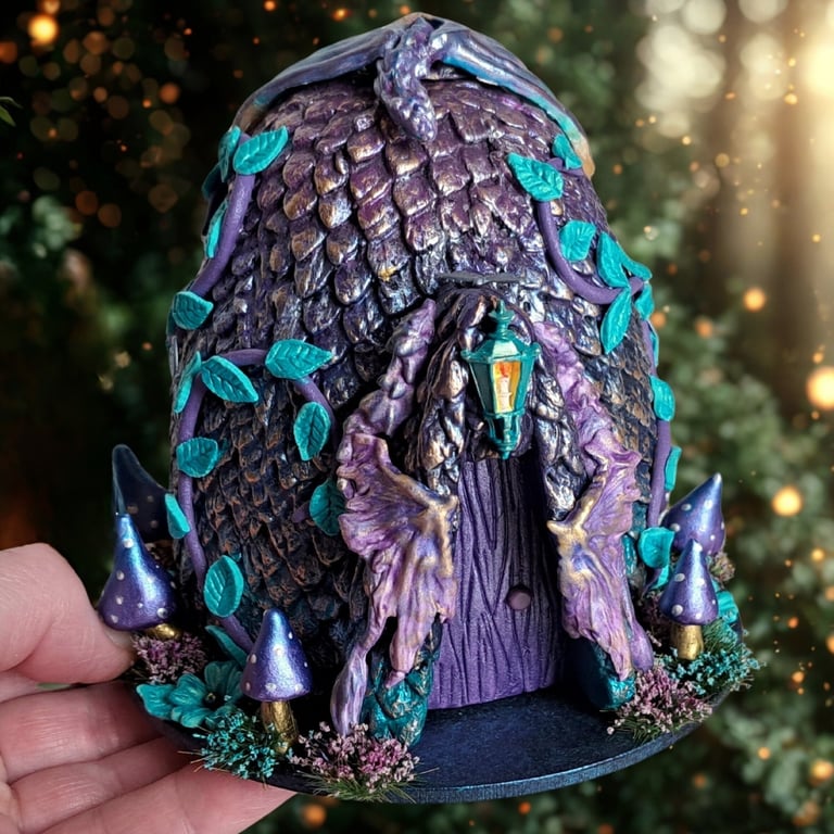 Fantasy Dragon Egg Fairy House - Magical Shelf Decoration