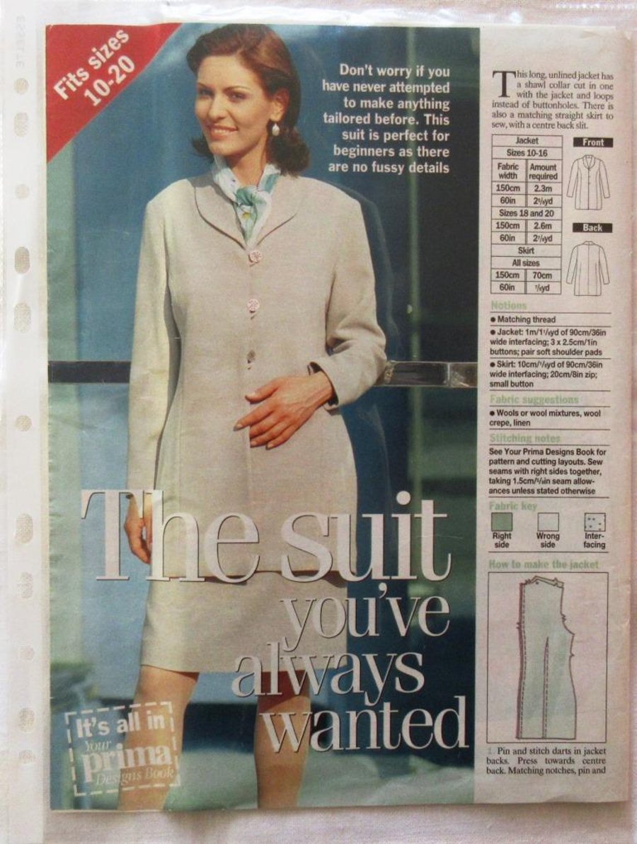 A multisize sewing pattern for a woman's suit Folksy