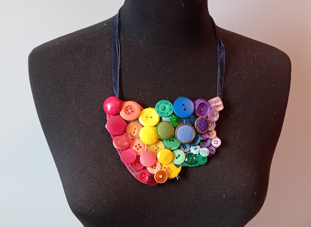 Rainbow Button Necklace