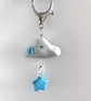 cartoon theme grey cloud keyring, hanging star underneath, perfect for gifts.