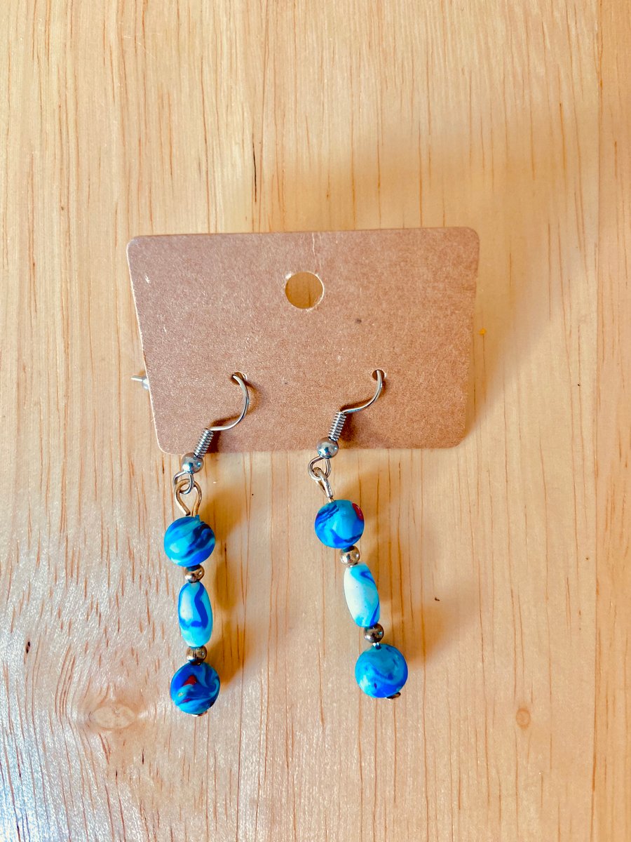 Hand made earrings made from hand made beads.