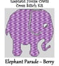 Elephant Parade Cross Stitch Kit Berry Size Approx 7" x 7"  14 Count Aida