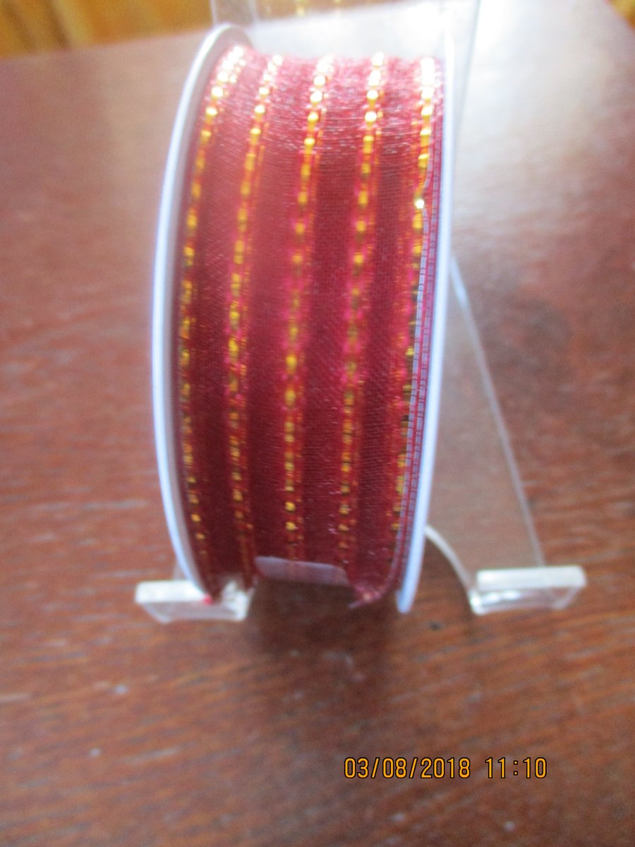 1.5m Red with Gold  Speck Ribbon