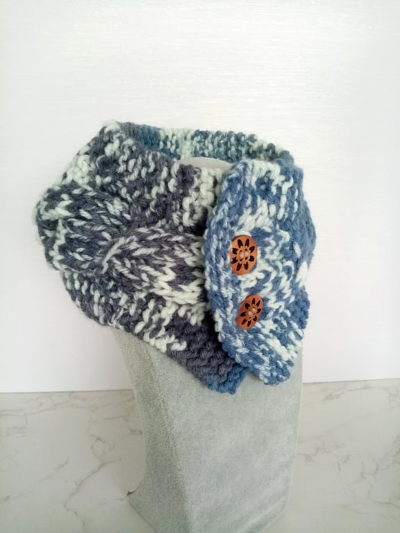 Merino Fair Isle Style Cable Knit Neck Warmer, Handmade Woollen Scarf