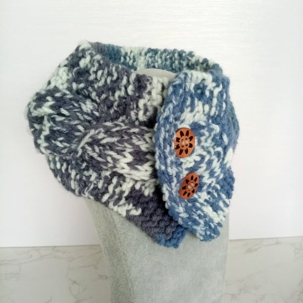 Merino Fair Isle Style Cable Knit Neck Warmer, Handmade Woollen Scarf