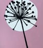 Botanical art, Garden Allium, seed head, shadow painting, handmade art, pink  - Image 5