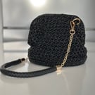 Handmade Crochet Evening Bag - Mini Elegant Shoulder Bag - Black Crochet Purse 