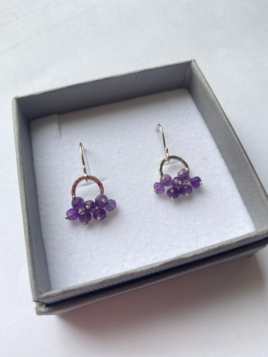 Recycled Sterling Silver Purple Amethyst Ruffle Earrings