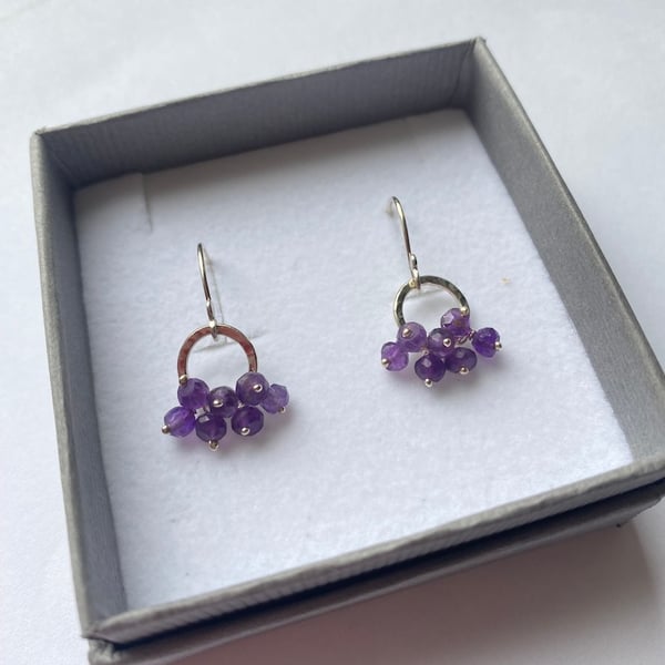 Recycled Sterling Silver Purple Amethyst Ruffle Earrings