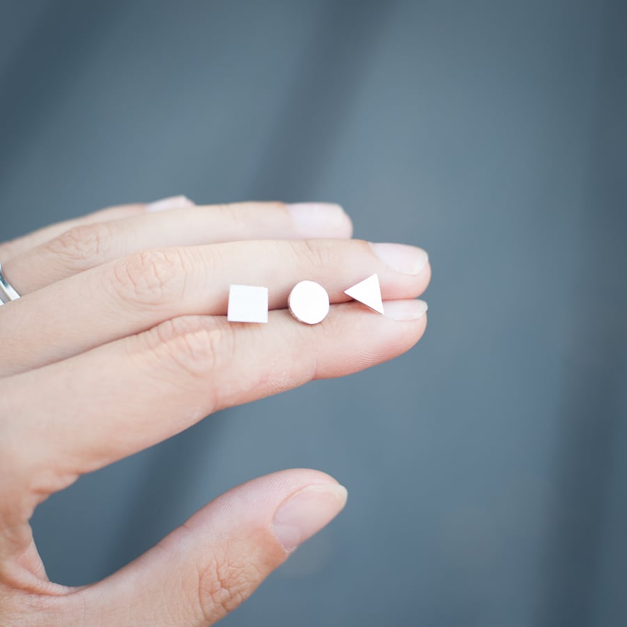 Sterling Silver Shapes Studs 