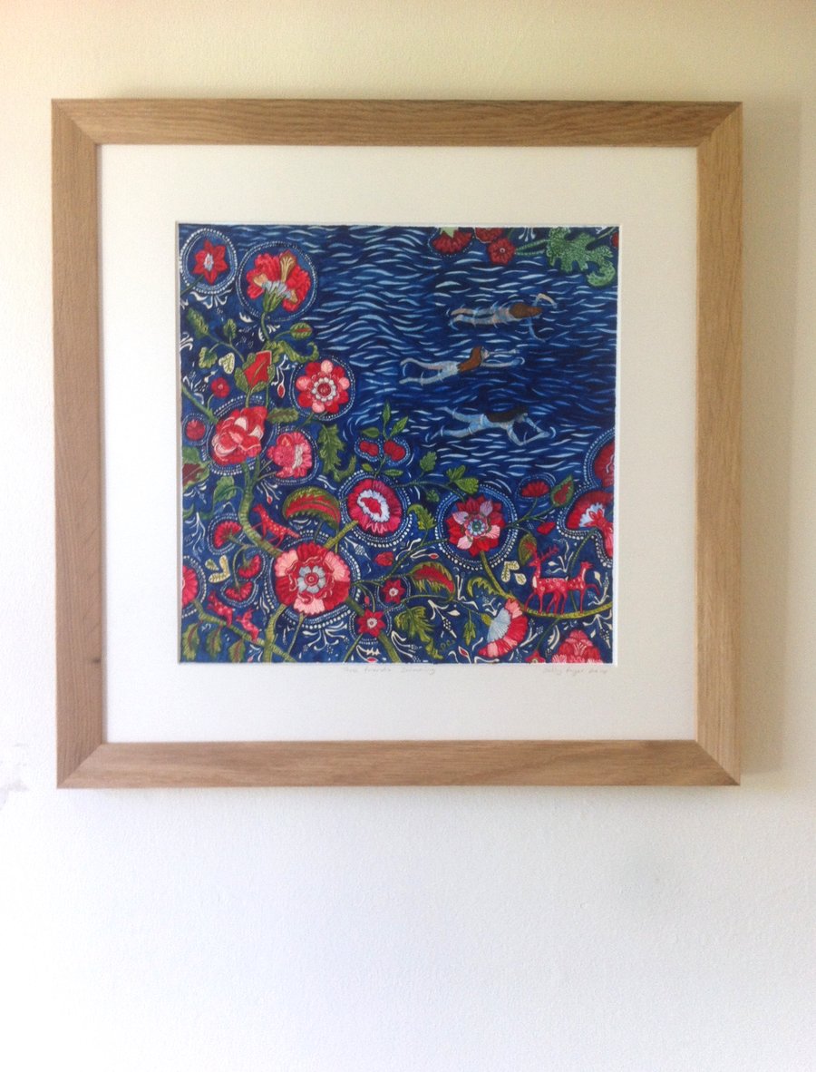 SALE! 20% 0FF! Original Watercolour Painting - Three Friends Swimming 