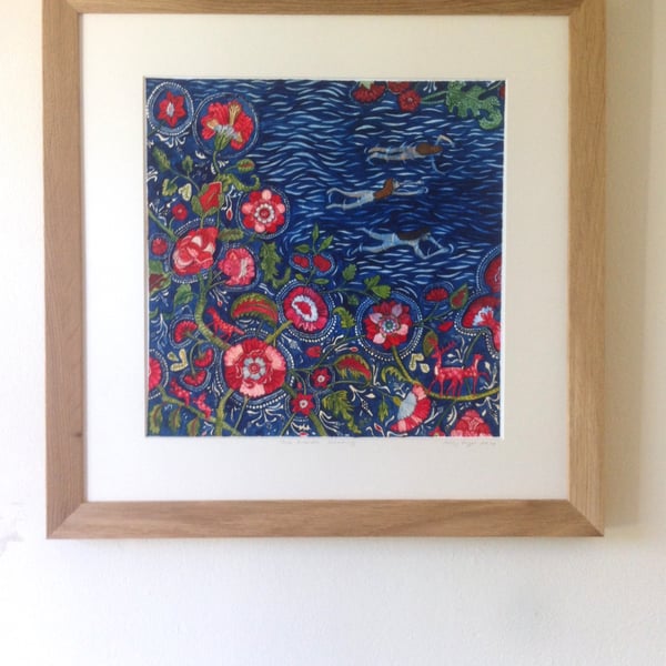 SALE! 20% 0FF! Original Watercolour Painting - Three Friends Swimming 