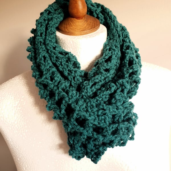 Green Infinity Scarf, Gift for Her