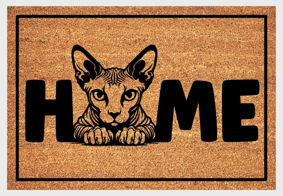 Sphynx Cat Home Door Mat No.4 - Sphynx Cat Welcome Mat - 3 Sizes