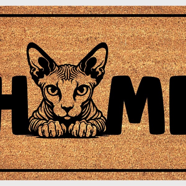Sphynx Cat Home Door Mat No.4 - Sphynx Cat Welcome Mat - 3 Sizes