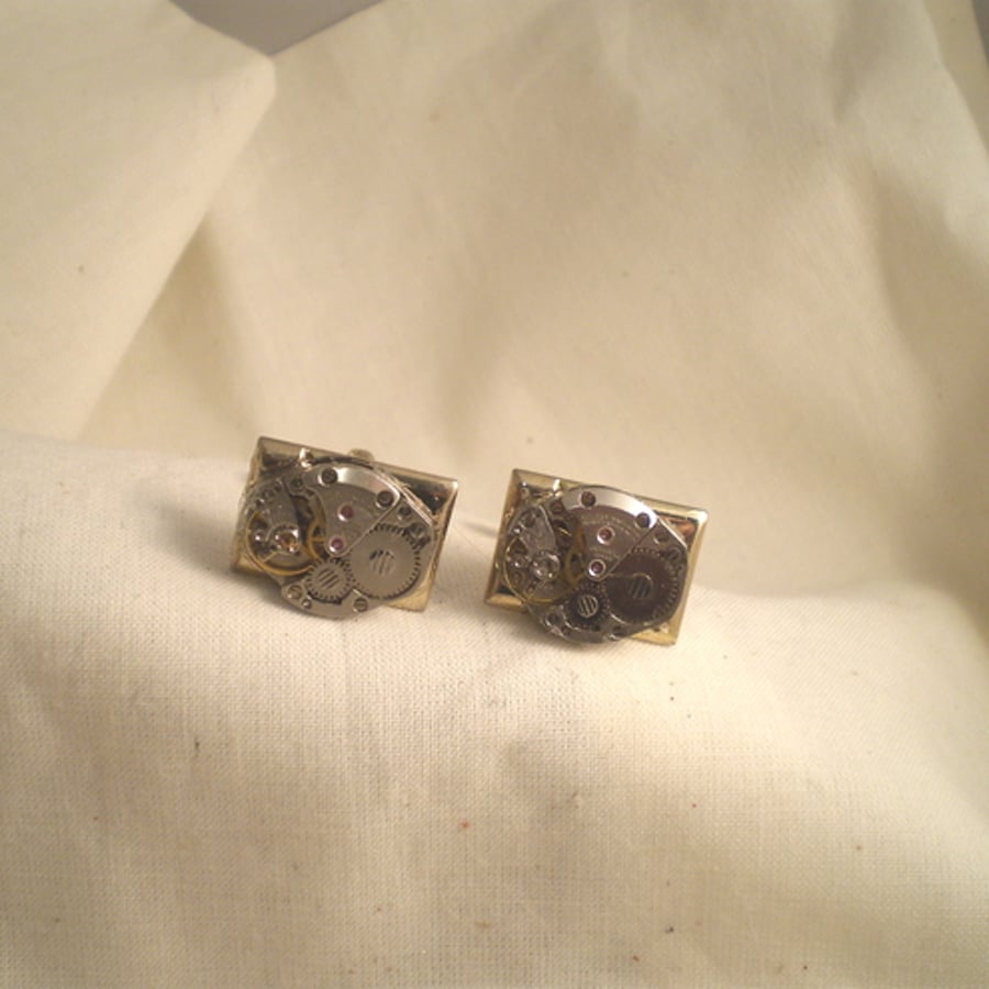  Steampunk Watch Movement Cufflinks.