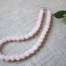 Quartzite Necklace, Pale Pink, semi-precious beads
