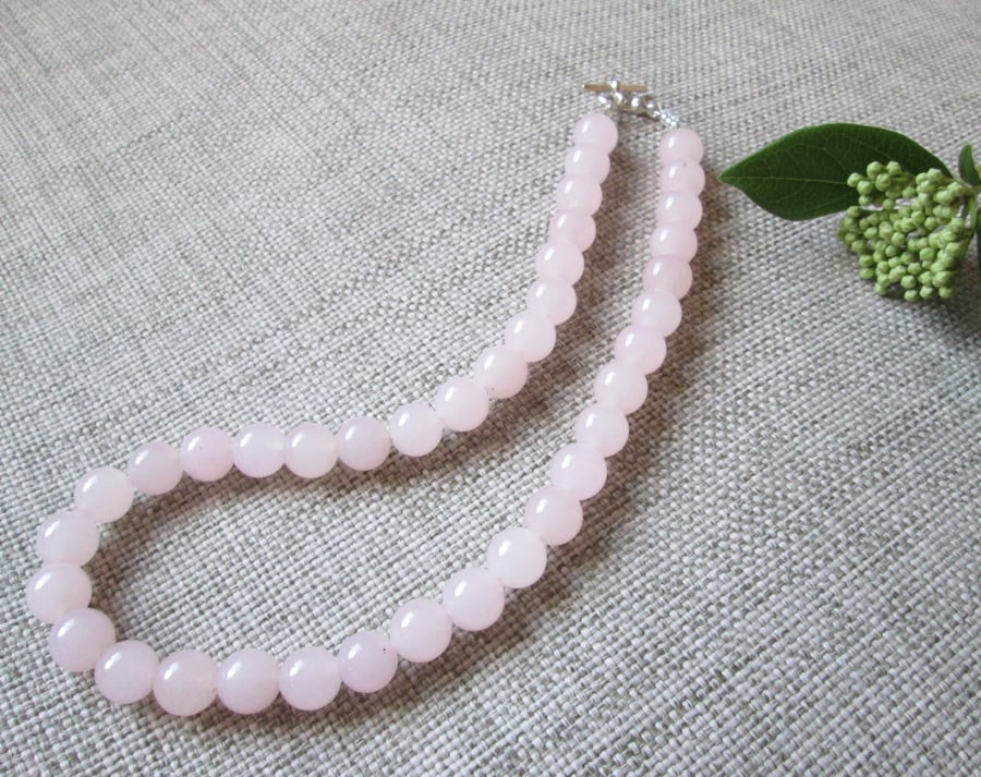 Quartzite Necklace, Pale Pink, semi-precious beads