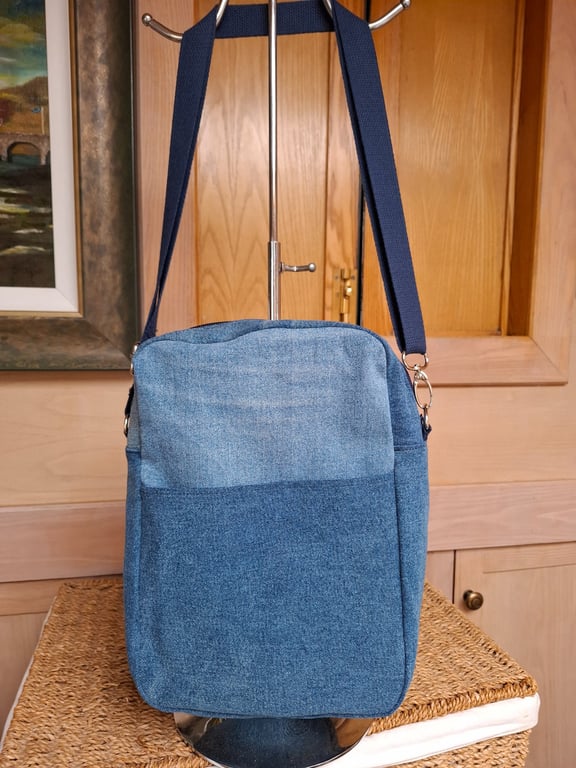 Blue recycled denim boxy bag