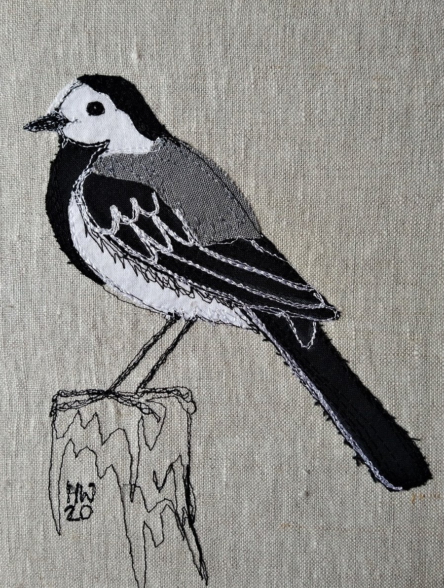 Pied Wagtail Embroidered Portrait