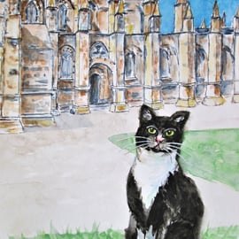 Cat painting. Rosslyn Chapel. Scotland