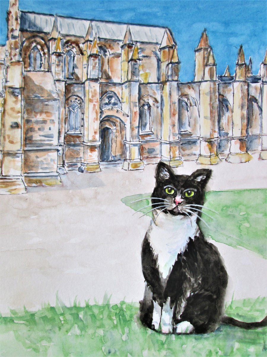 Cat painting. Rosslyn Chapel. Scotland