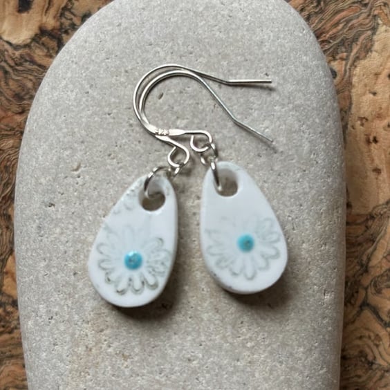 Handmade Ceramic Earrings One of a Kind Sterling Silver Eco Friendly Gifts