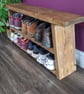 Handmade Rustic Wooden Shoe Rack Bench: Chunky 2-Tier Farmhouse Organizer Seat - Image 6