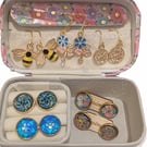 Mystery box - 6 pairs mix of gold tone stud & dangle handmade earrings
