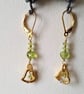 Gold Peridot Heart Earrings, Gold Heart Gemstone Drop Leverback Earrings - Image 6