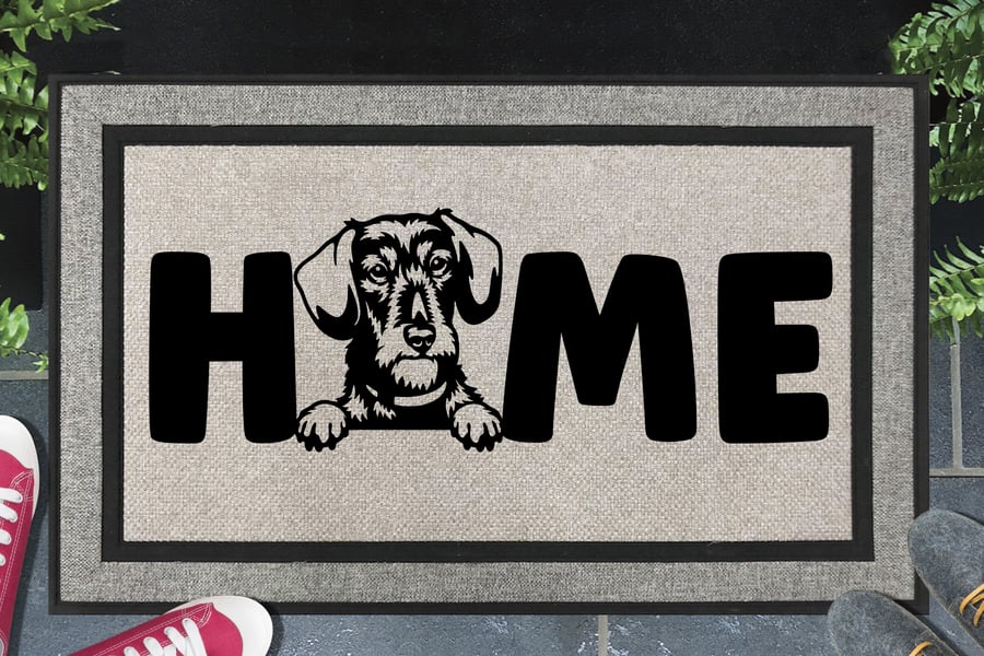 Dachshund Home Door Mat - Wire Hair Dachshund - All Weather Doormat - 45x70cm 