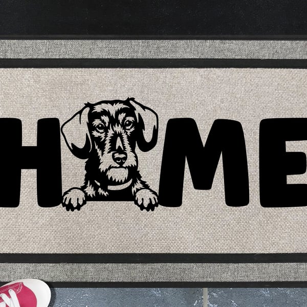Dachshund Home Door Mat - Wire Hair Dachshund - All Weather Doormat - 45x70cm 