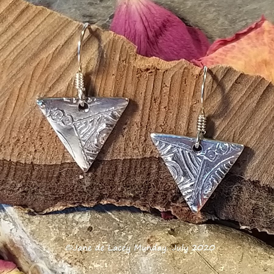 Silver Triangular Earrings