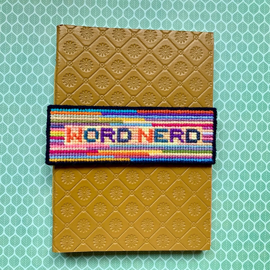 Word Nerd Needlepoint Bookmark Colourful Hand-Sewn Book Lover Gift Velvet Backed