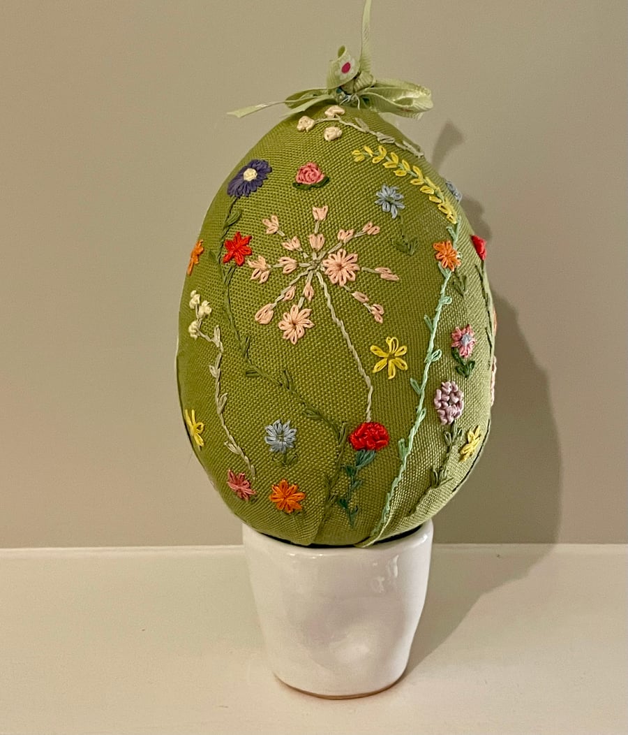 perfectly imperfect Large Fabric Floral  Easter Egg 